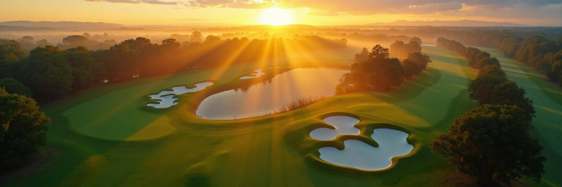 Beautiful golf course at sunrise